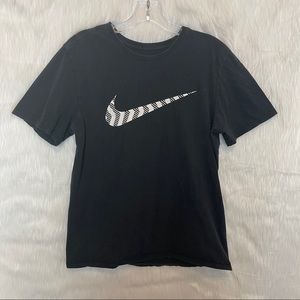 Nike Black Swoosh Athletic Cut Short Sleeve Shirt